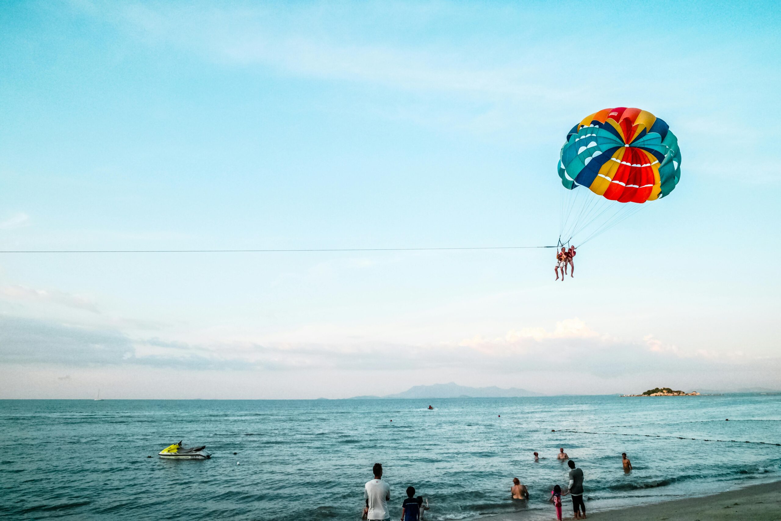 Parasailing activity in Side Turkey on the Mediterranean coast